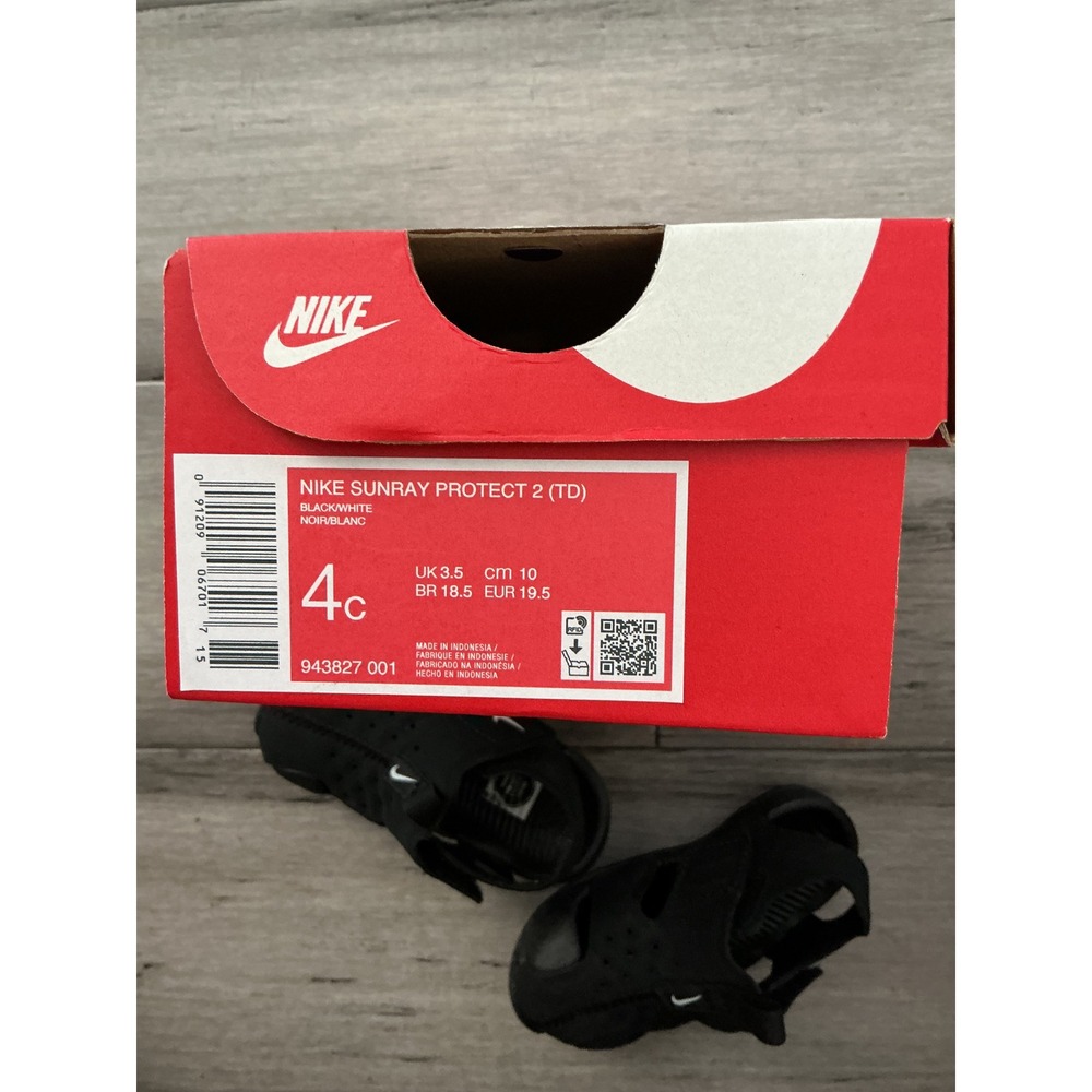 Nike Sunray Protect 2 TD Toddler Sandals Black White 943827-001 Size 4C - Picture 4 of 4